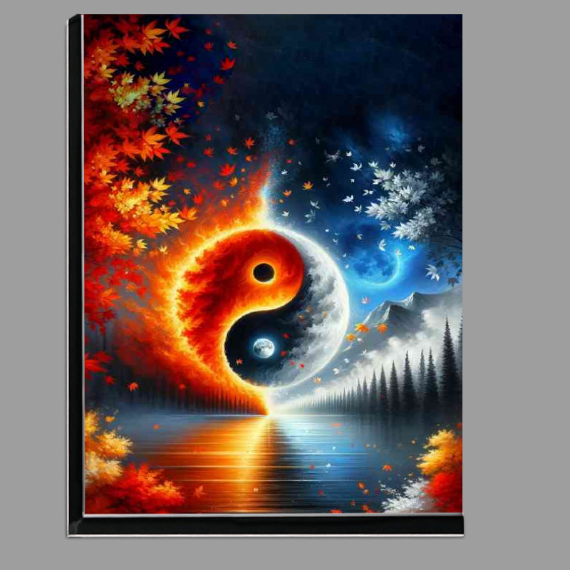 Buy Di-Bond : (Yin and Yang symbol with a fusion of fiery autumn leaves)