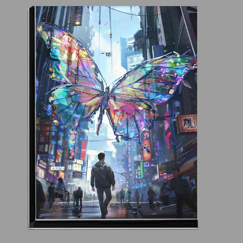 Buy Di-Bond : (Man walks down the street with colorful butterfly)