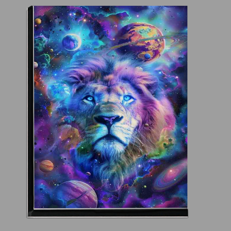Buy Di-Bond : (Lion with blue eyes in the center of a colorful galaxy)