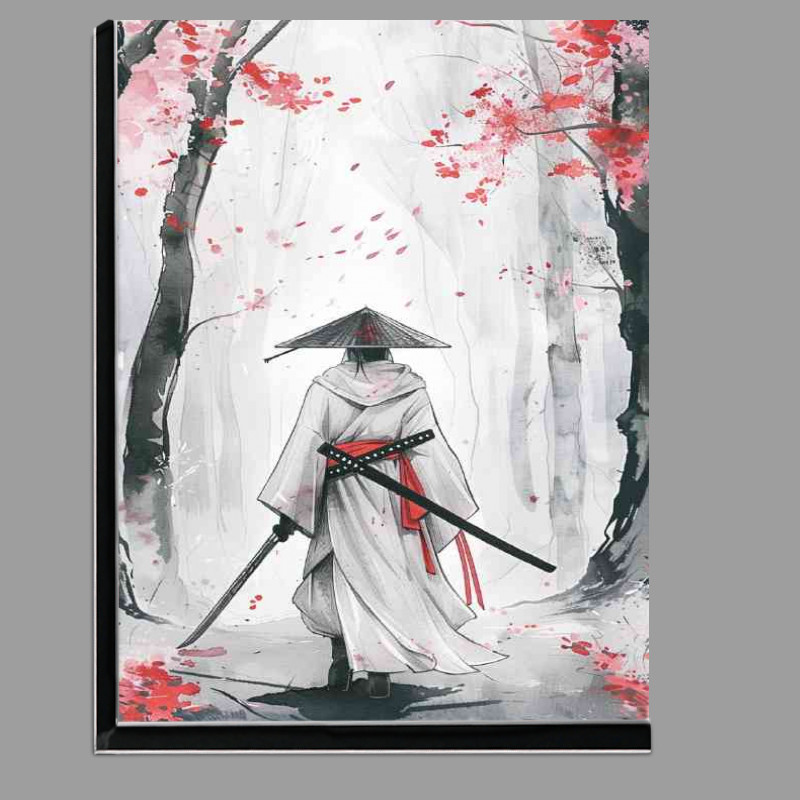 Buy Di-Bond : (Samurai in white kimono with trees in woods)