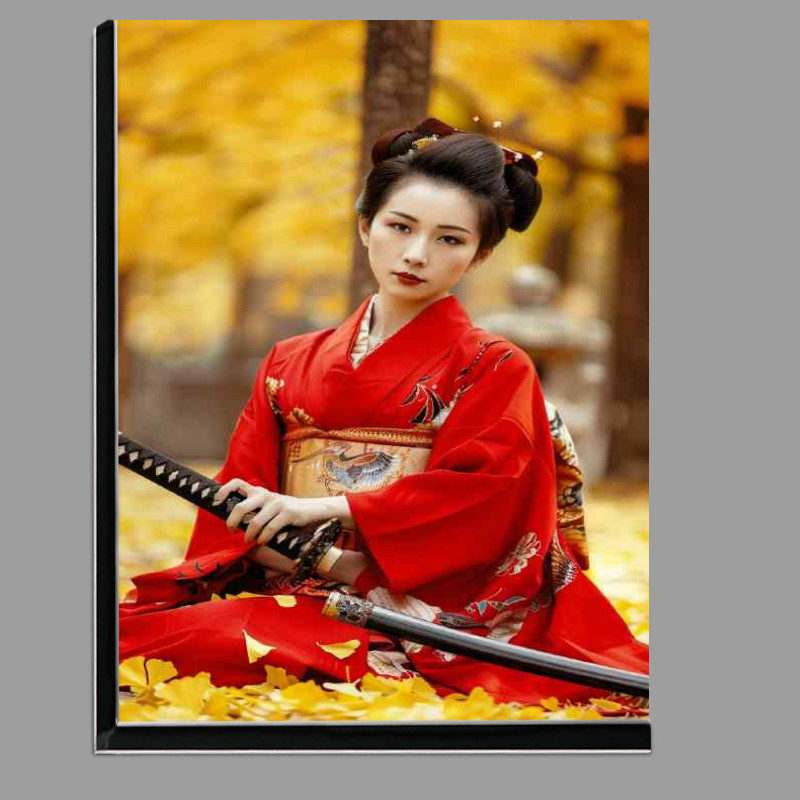 Buy Di-Bond : (beautiful_Japanese_woman_in_red_kimono_sitting_on_the_4f0df853-fa20-496c-8216-a41a84255be2)