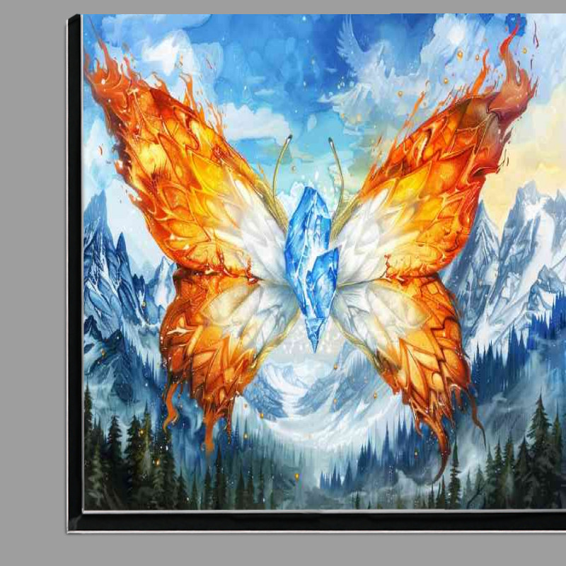 Buy Di-Bond : (Butterfly with wings made of fire and ice flying)