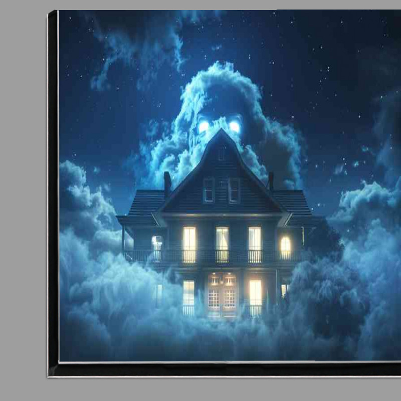 Buy Di-Bond : (House with an evil face made of fog night sky)