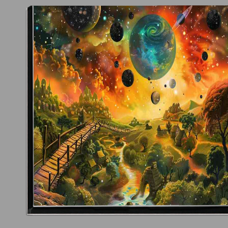 Buy Di-Bond : (Beautiful fantasy landscape with many planets and stars)