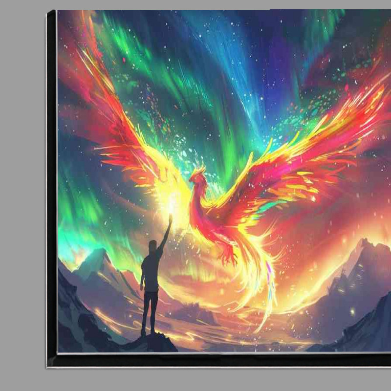 Buy Di-Bond : (Colorful Phoenix flies in the sky with aurora and mountains)