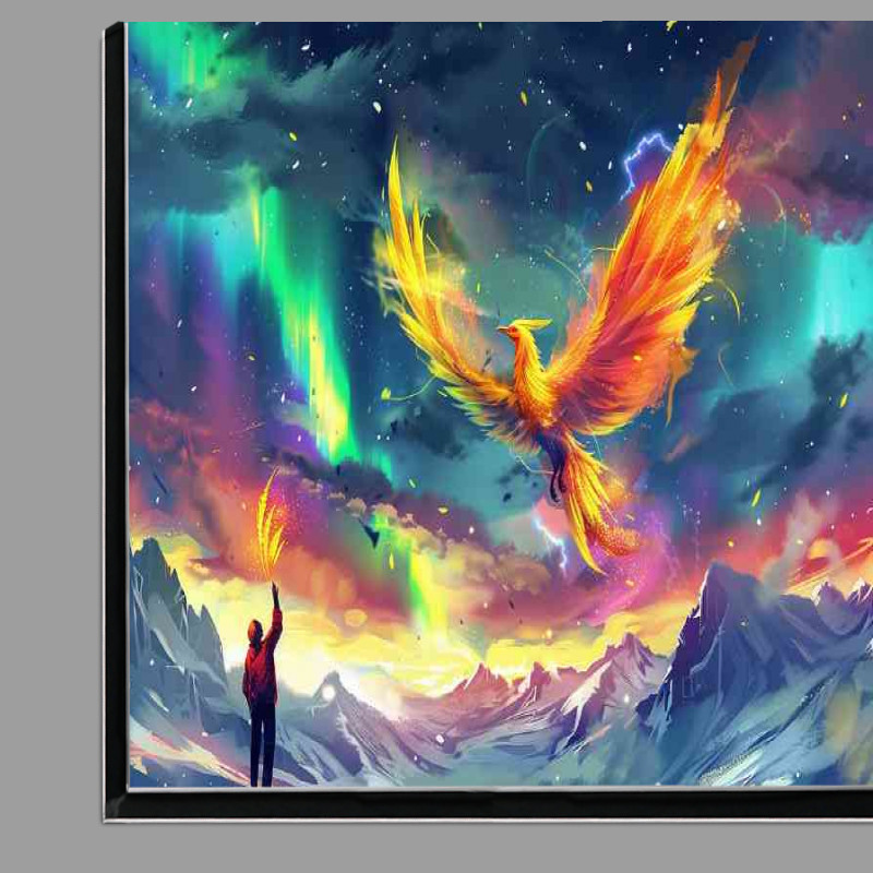 Buy Di-Bond : (Colorful Phoenix flies in the sky with aurora painted style)