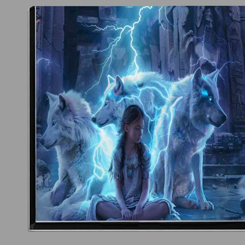 Buy Di-Bond : (Girl surrounded by three Wolves)