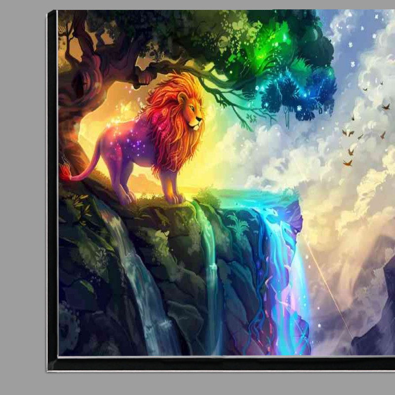 Buy Di-Bond : (Rainbow Lion standing in front of an enchanted tree waterfall)