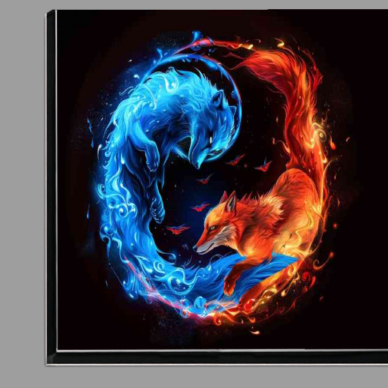 Buy Di-Bond : (The yin yang symbol with a blue wolf and red fox)