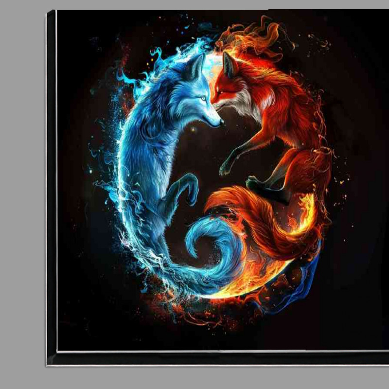 Buy Di-Bond : (Yin yang symbol with a blue wolf and red fox)