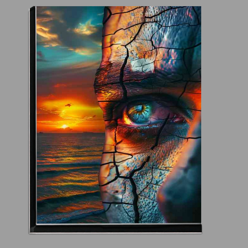 Buy Di-Bond : (Cracked colourful face with sunset)