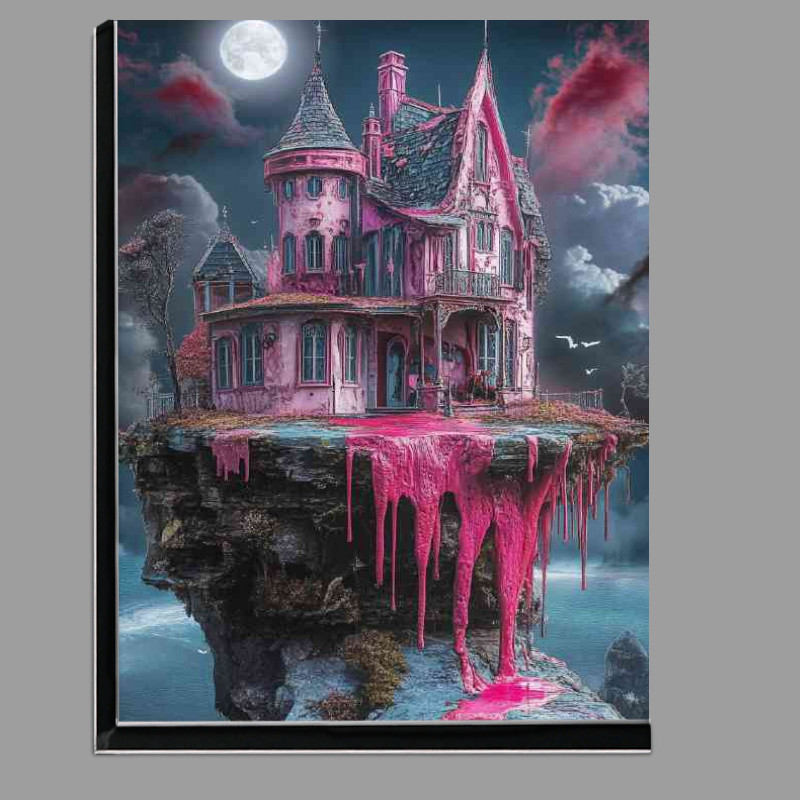 Buy Di-Bond : (Whimsical house on the edge of an island with pink)