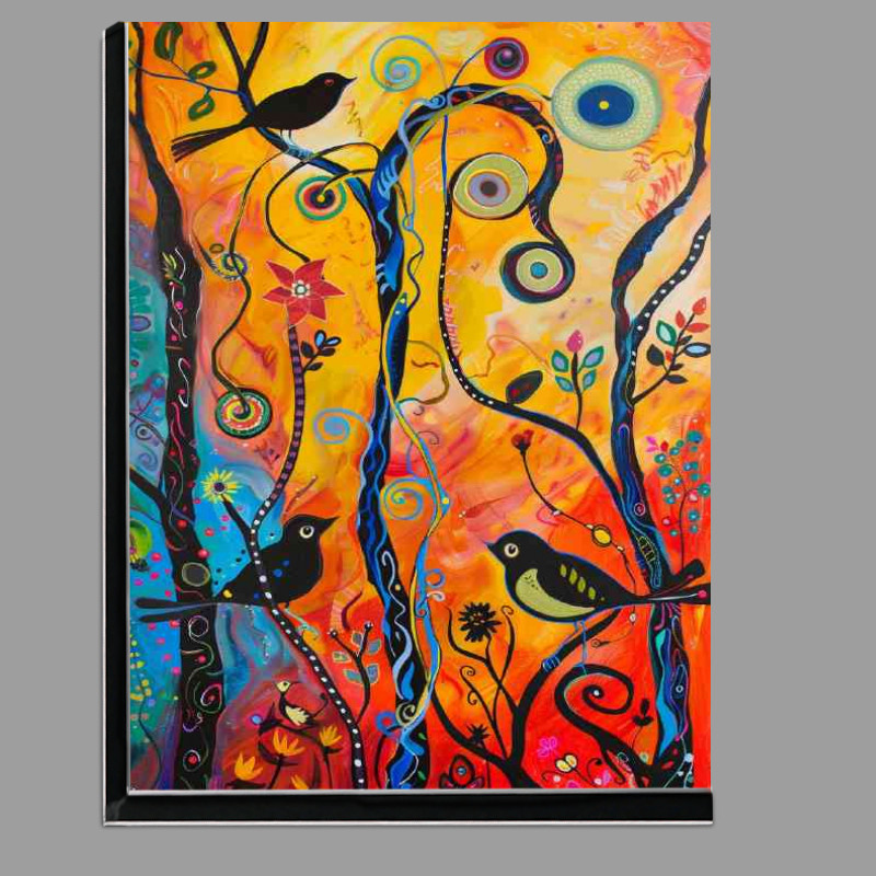 Buy Di-Bond : (Abstract birds in the swirly trees)