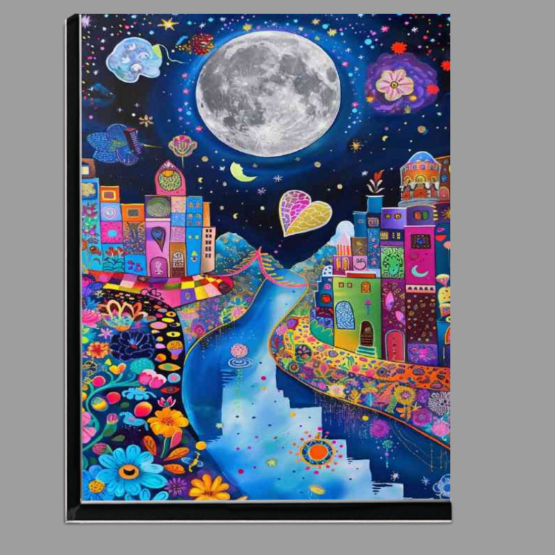 Buy Di-Bond : (Abstract river flowing with full moon)