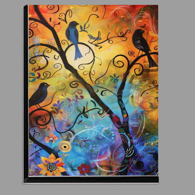 Buy Di-Bond : (Birds in a tree whimsical)