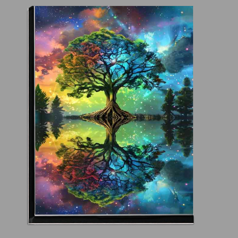 Buy Di-Bond : (Colourful tree of life with a full reflection)