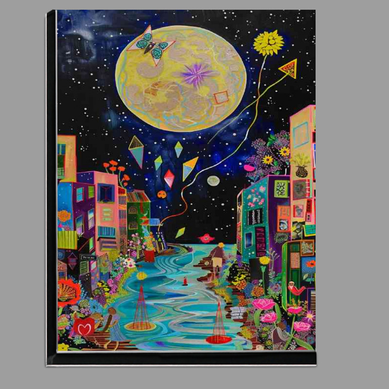 Buy Di-Bond : (Full moon with river flowing at night)