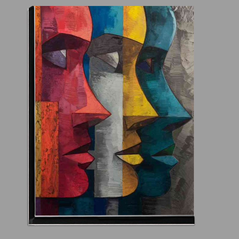 Buy Di-Bond : (An abstract artwork of multiple faces in profile)
