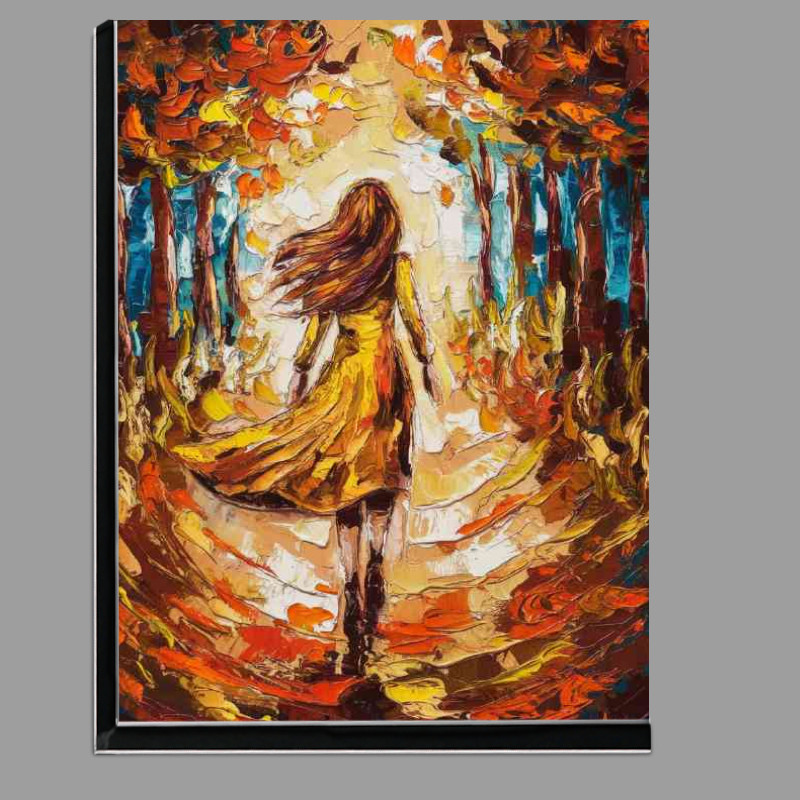 Buy Di-Bond : (Pallet knife painting woman in autumn woodland)