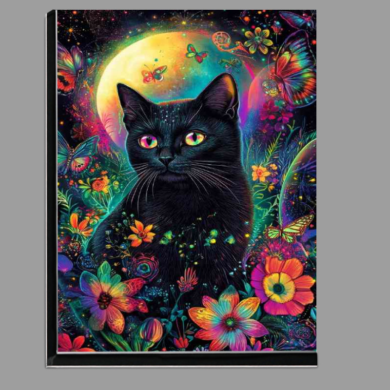 Buy Di-Bond : (Black cat surrounded by flowers and butterfly)