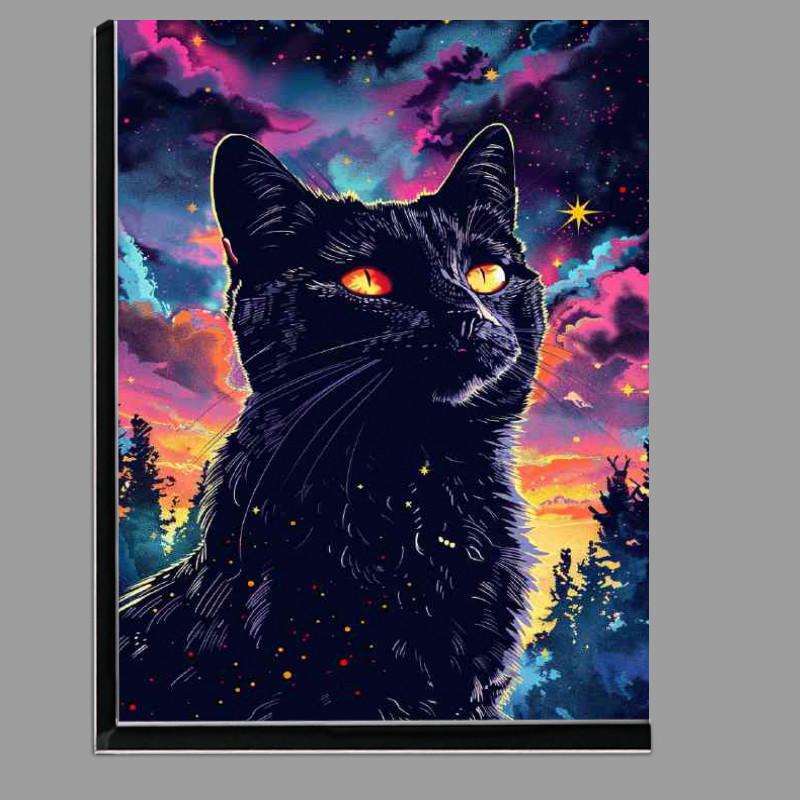 Buy Di-Bond : (Black cat yellow eyes night sky)