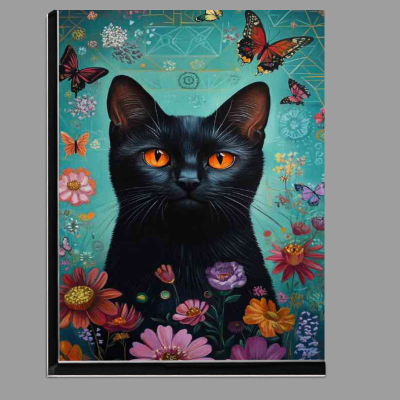 Buy Di-Bond : (Colourful black cat and butterflies flying)