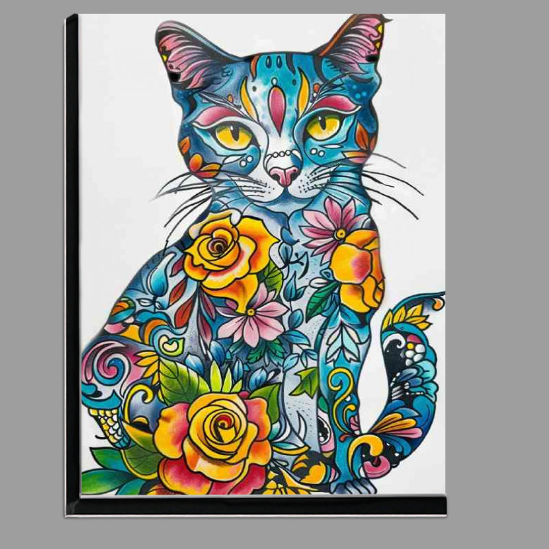 Buy Di-Bond : (Floral coloured tattoo cat)