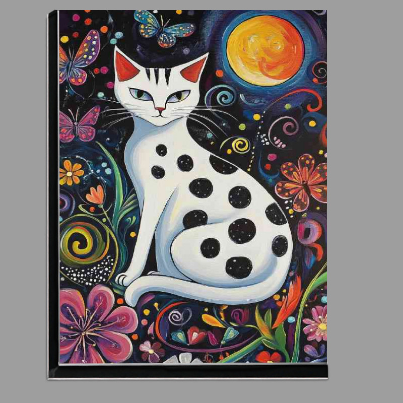 Buy Di-Bond : (The white spotted cat with swirls and full moon)