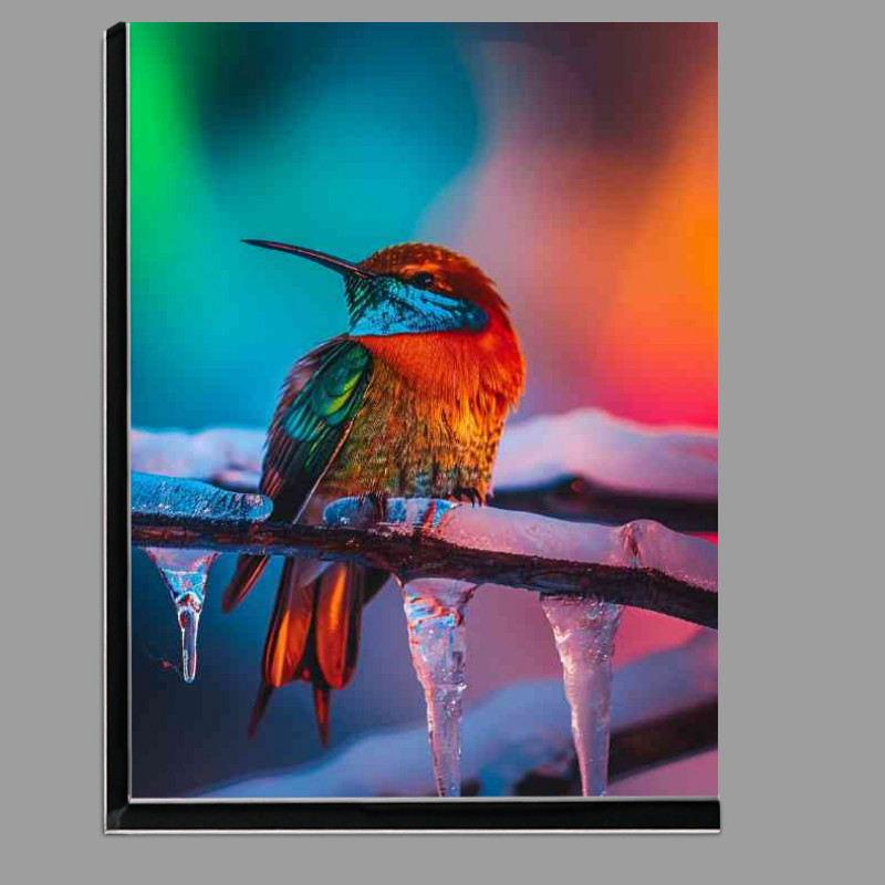 Buy Di-Bond : (Colourful crystal bird on a frozen branch)