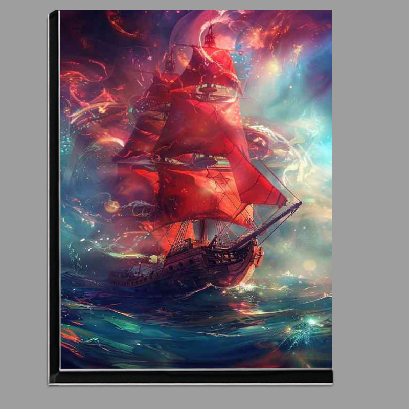 Buy Di-Bond : (Majestic pirate ship with billowing red sails)