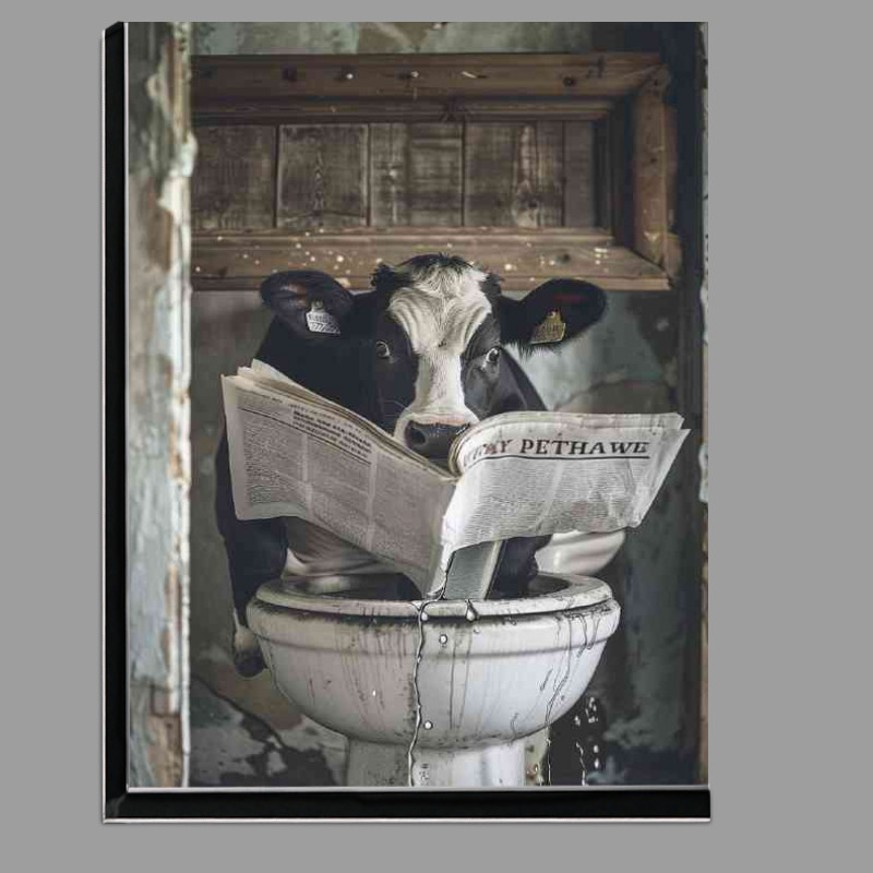 Buy Di-Bond : (Black and white cow reading paper)