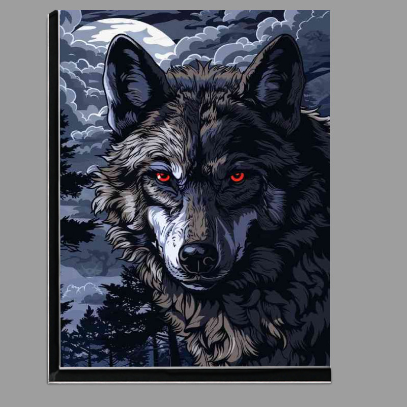 Buy Di-Bond : (Wolf with piercing red eyes and clouds)