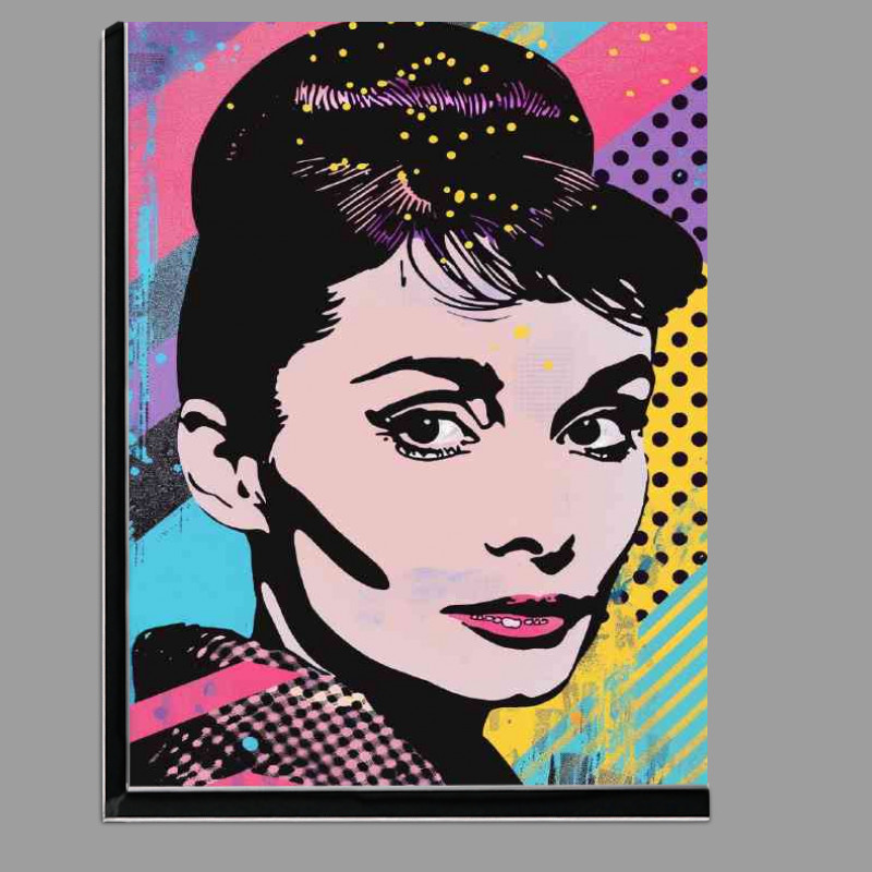 Buy Di-Bond : (A pop art painting of Audrey Hepburn with polka dots)