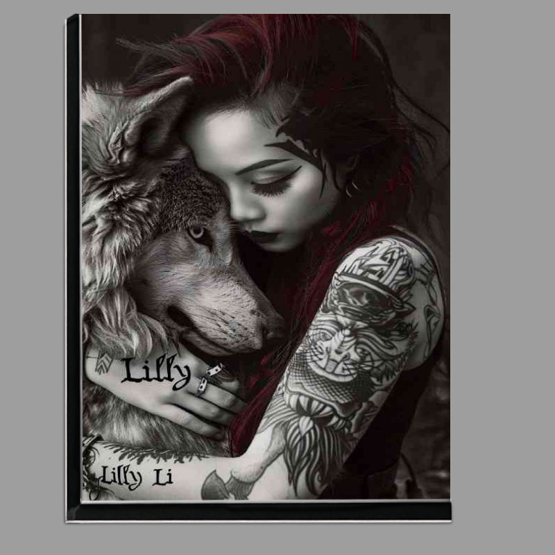 Buy Di-Bond : (Beautiful tattoed lady with wolf)