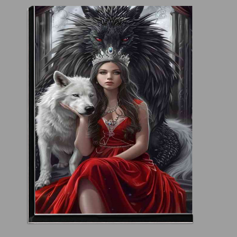 Buy Di-Bond : (The lady and the black and white wolfs)