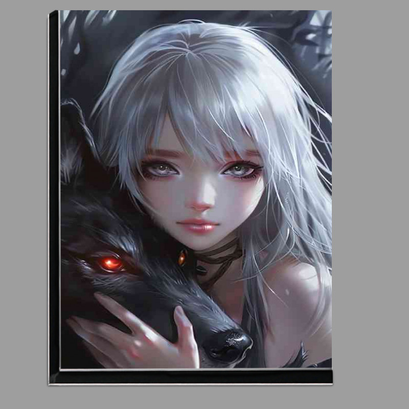 Buy Di-Bond : (White haird girl black wolf)