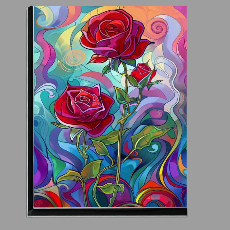 Buy Di-Bond : (Art nouveau red roses swirls)