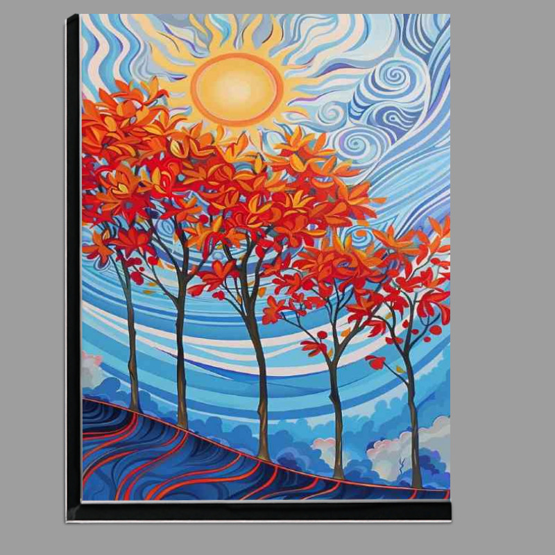 Buy Di-Bond : (Beautiful autumn trees and glowing sun)