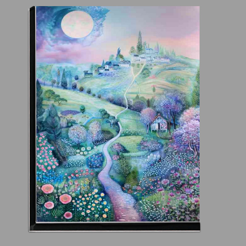 Buy Di-Bond : (Flowery painting of the landscape hils)