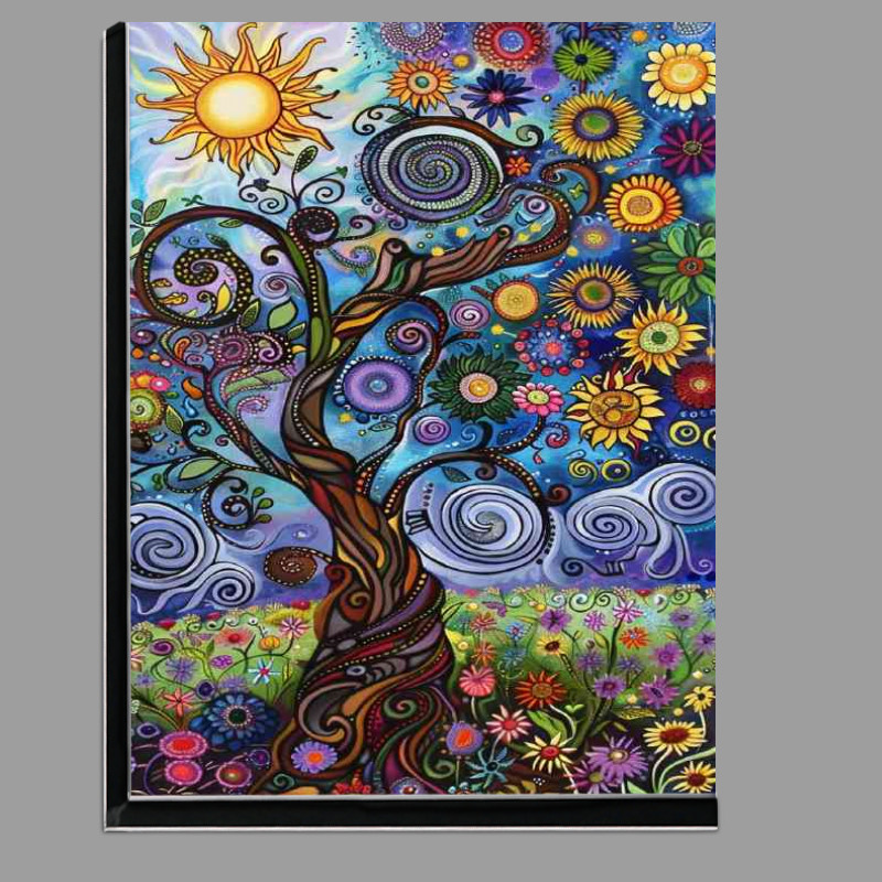 Buy Di-Bond : (A whimsical tree with swirling branches sunflowers)