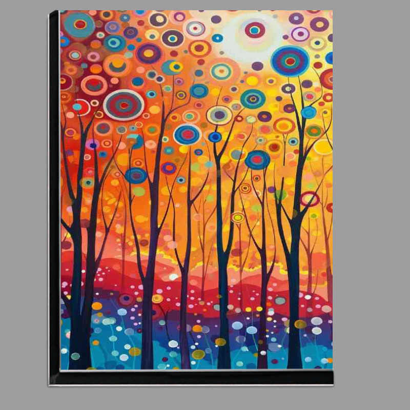 Buy Di-Bond : (Surreal landscape of trees with colorful circles)