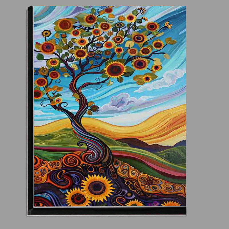 Buy Di-Bond : (Whimsical sunflower tree art)