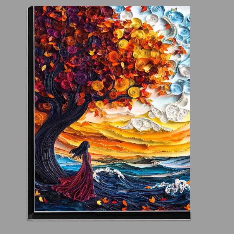 Buy Di-Bond : (Woman by the sea under the tree)