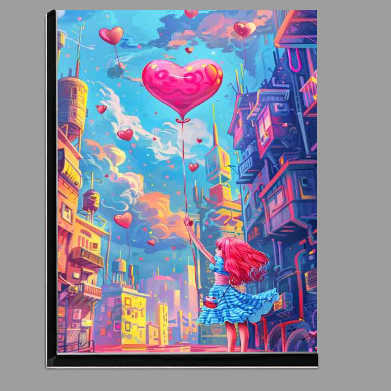 Buy Di-Bond : (Valentines day girl holding love ballon)