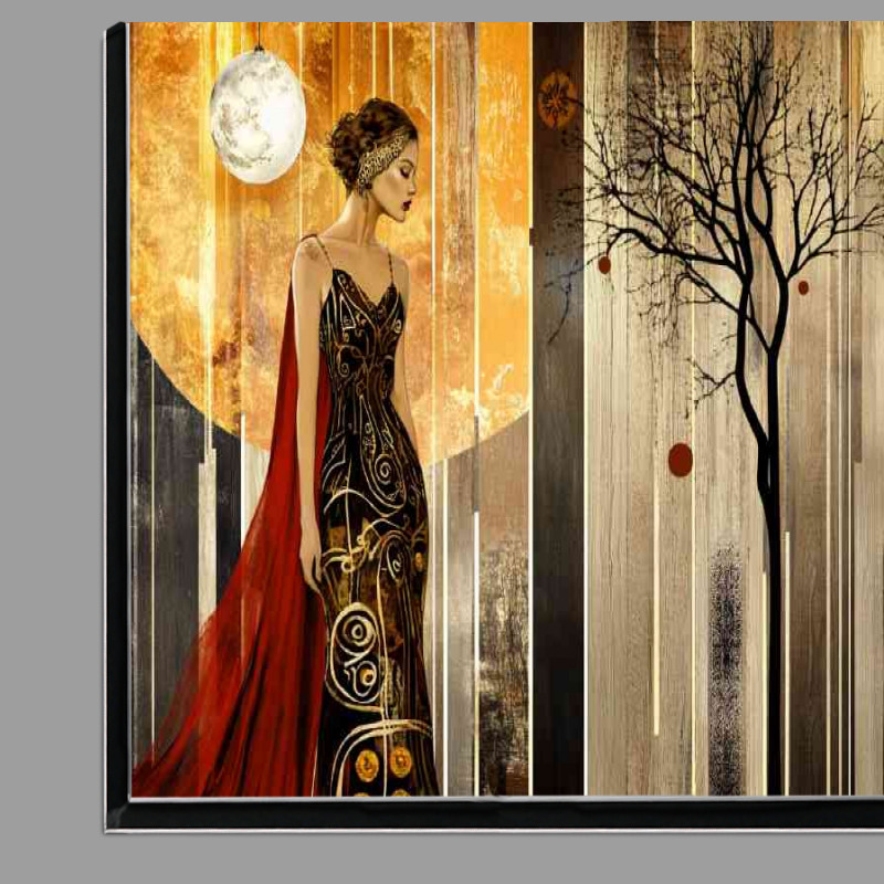 Buy Di-Bond : (Abstract lady in lung red sweeping dress)