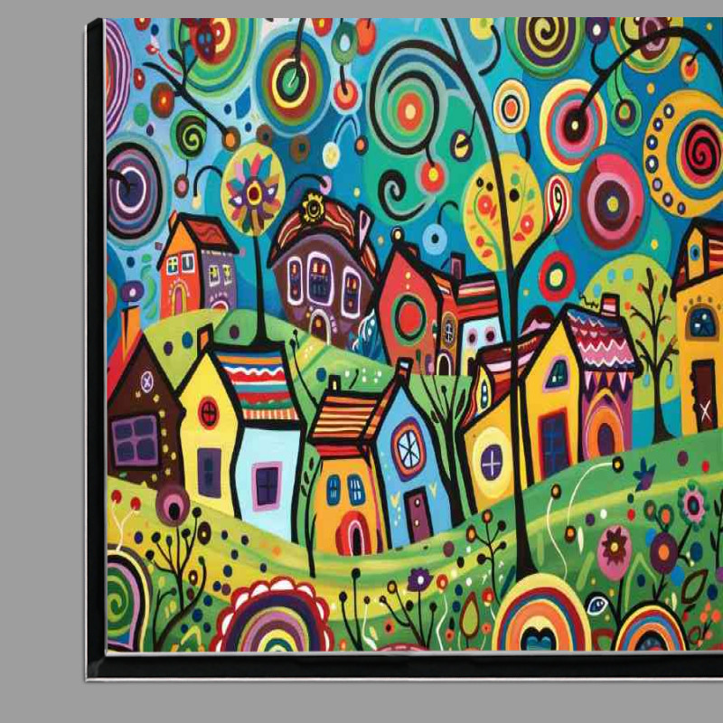 Buy Di-Bond : (Idyllic town and painted swirls for trees)