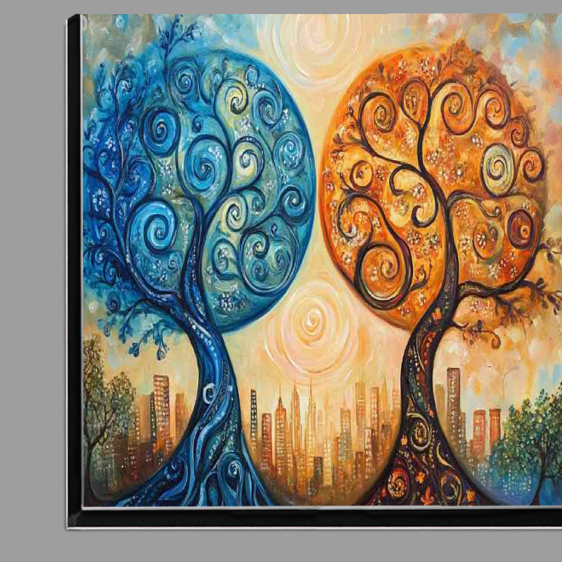 Buy Di-Bond : (Orange and blue ying and yang trees)