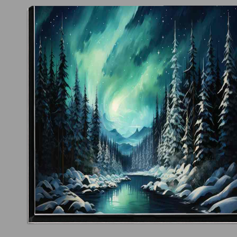Buy Di-Bond : (Snow Covered Trees Under the Dancing Aurora A Visual Feast)