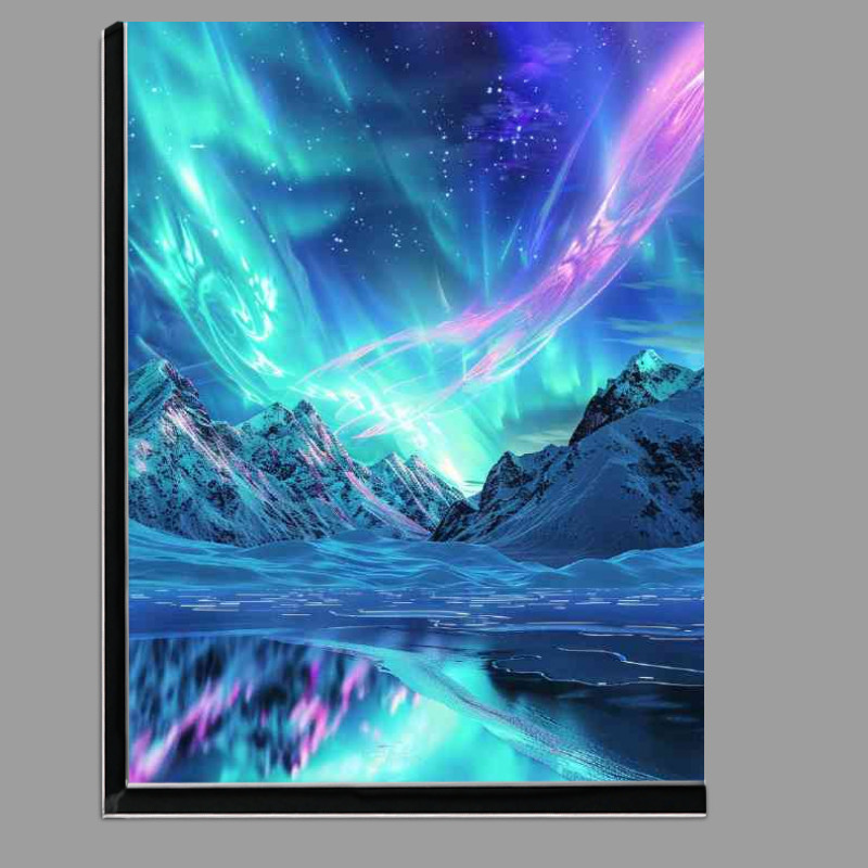 Buy Di-Bond : (Northern Lights Over Snow Capped Mountains)