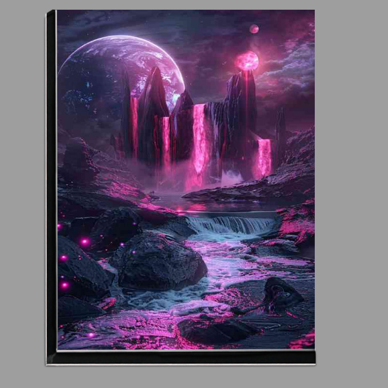 Buy Di-Bond : (Planet with_red and pink neon waterfalls)